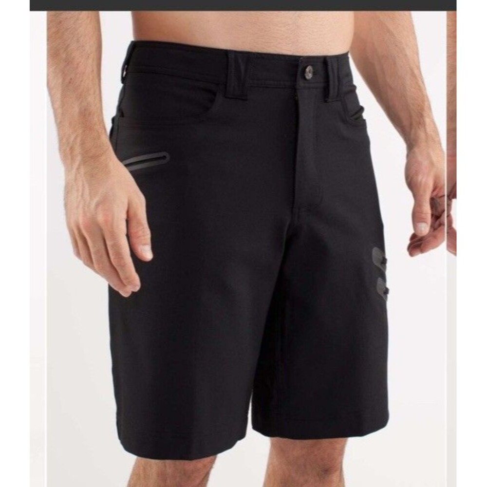 Lululemon Mens Cadence Black Commute Athletic Shorts Stretch Pocket 36